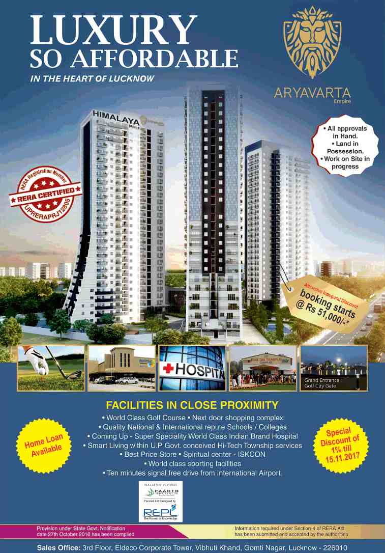 Welcome to Paarth Aryavarta Empire – An embodiment of convenience & luxury so affordable in the heart of Lucknow Update